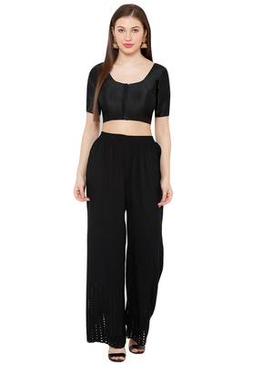 Salwar Studio Women's Black Mulbury Silk Readymade Saree Blouse 4