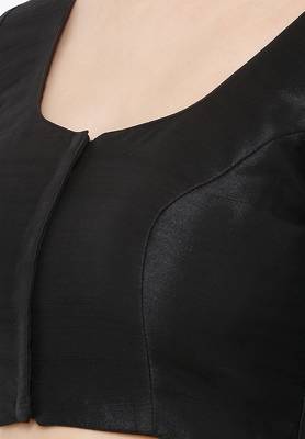 Salwar Studio Women's Black Mulbury Silk Readymade Saree Blouse 5