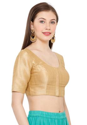 Salwar Studio Women's Gold Mulbury Silk Readymade Saree Blouse 3