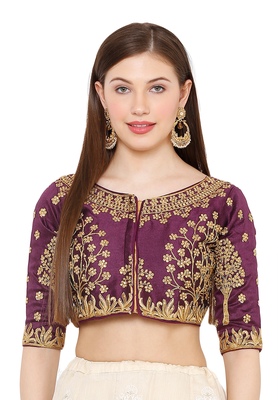 readymade blouse saree salwar blend silk purple studio