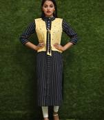 Women Black Kurti With Yellow Jacket 