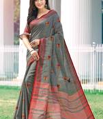 Grey woven linen saree with blouse