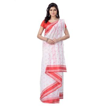 White hand woven cotton saree  1