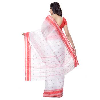 White hand woven cotton saree  2