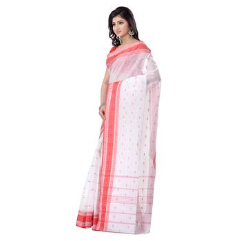 White hand woven cotton saree  3
