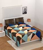 Ridan Cotton Blend Multicoloured Printed Double Bed Sheet With Pillow Cover