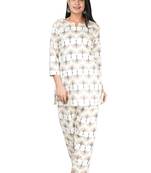 Off-white floral print cotton salwar