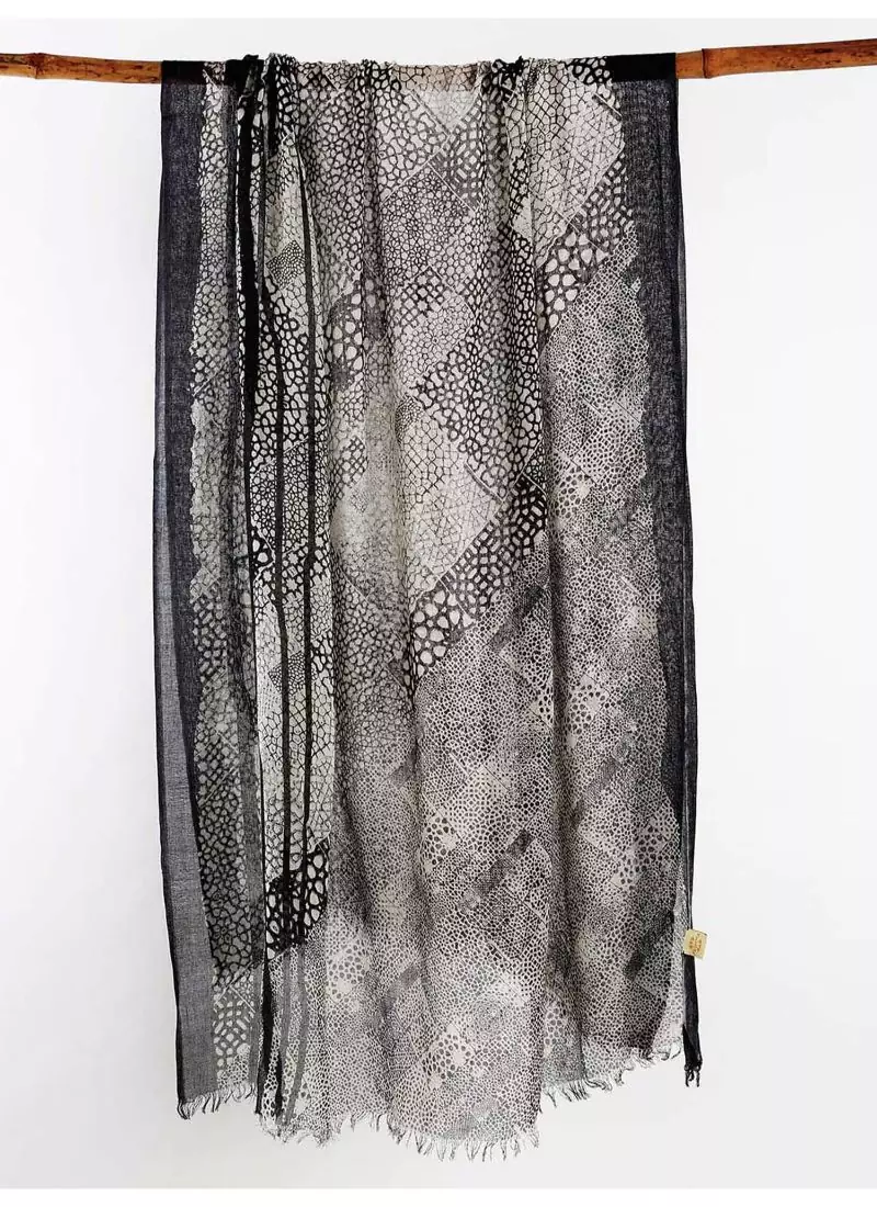 Black silk cashmere printed scarf
