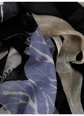 Silk cashmere printed scarf  in black and white 2