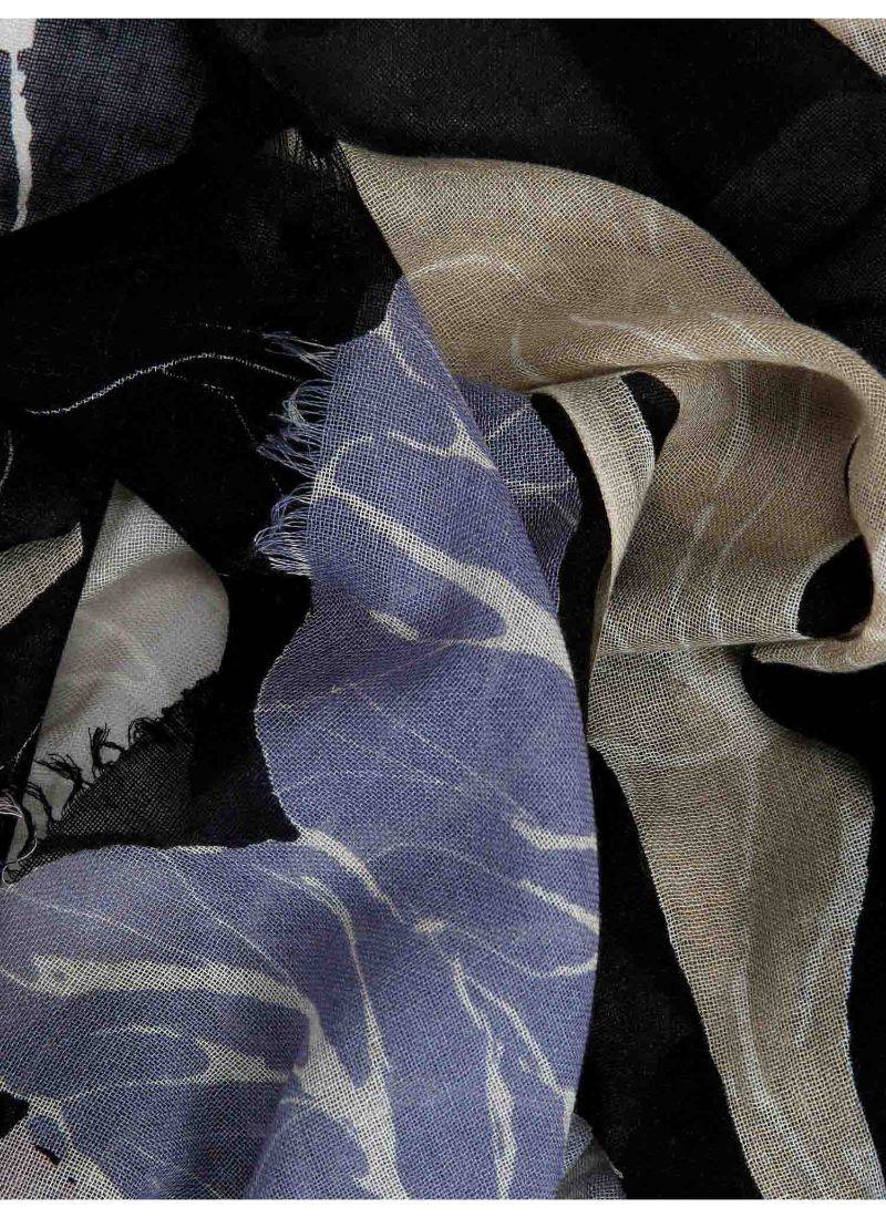 Silk cashmere printed scarf  in black and white