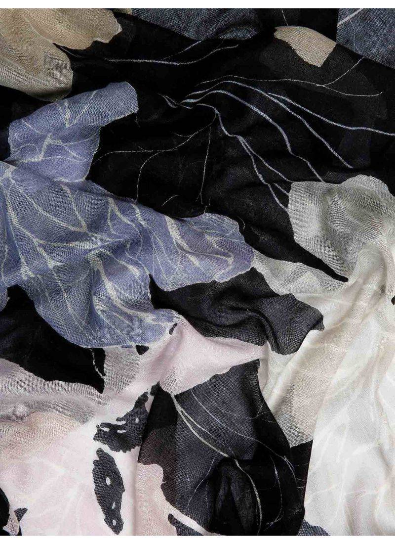 Silk cashmere printed scarf  in black and white