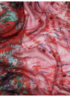 Red printed silk cashmere scarf 3