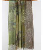 Green oilve printed silk cashmere scarf