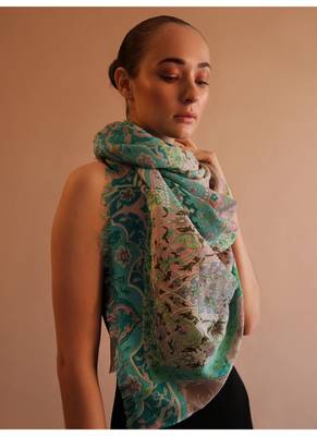 Printed silk cashmere scarf  in  multicolor 1