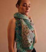 Printed silk cashmere scarf  in  multicolor