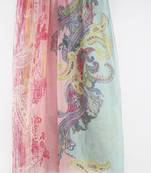 Pink and blue paisely printed scarf