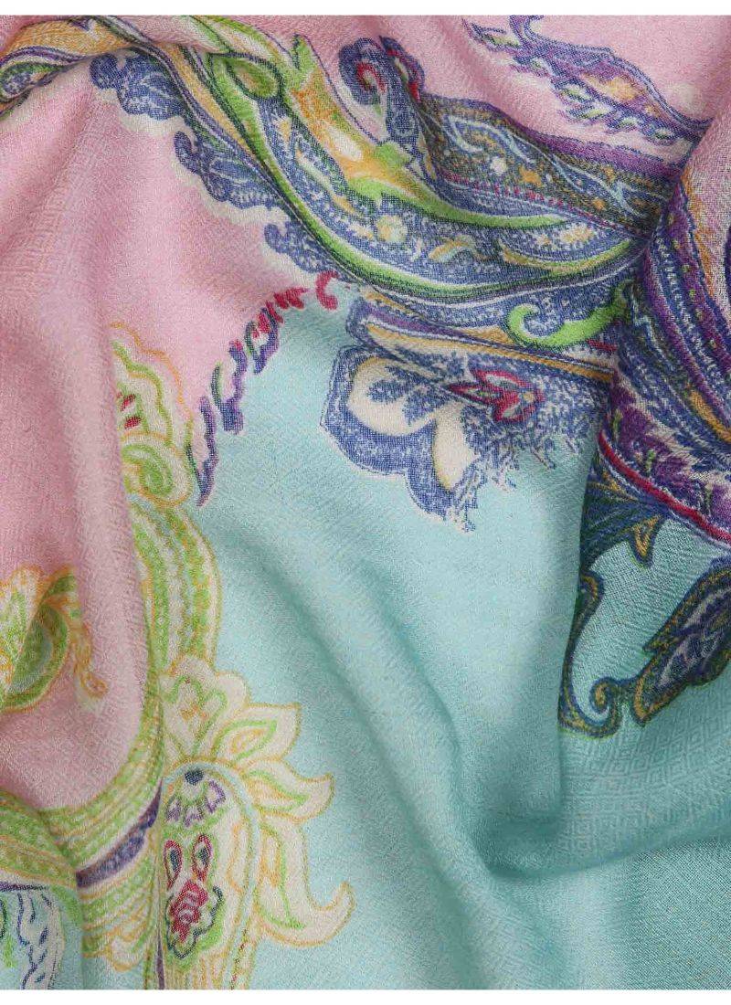 Pink and blue paisely printed scarf