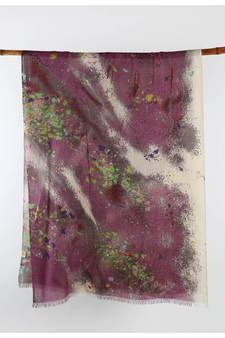 Printed silk cashmere linen scarf