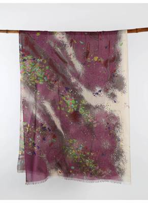 Printed silk cashmere linen scarf 1