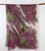 Printed silk cashmere linen scarf