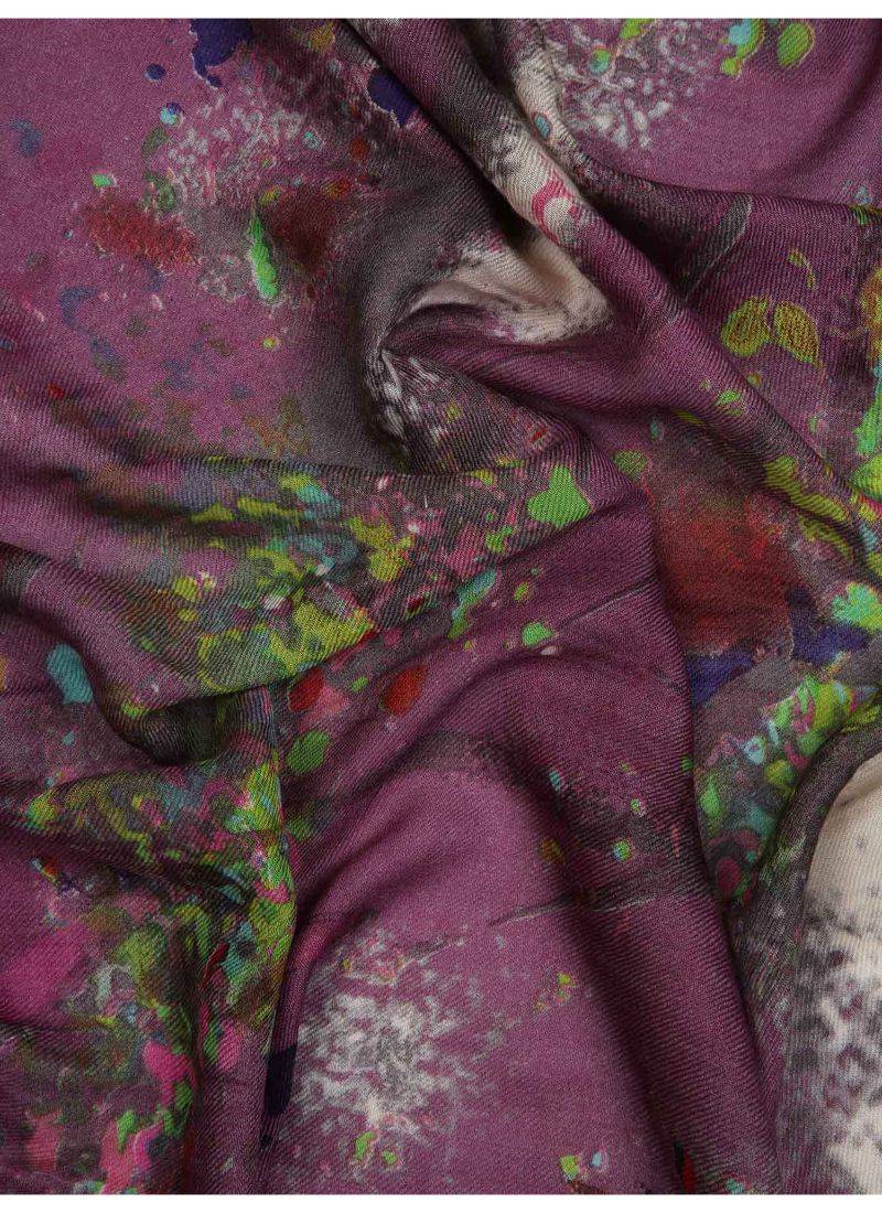 Printed silk cashmere linen scarf