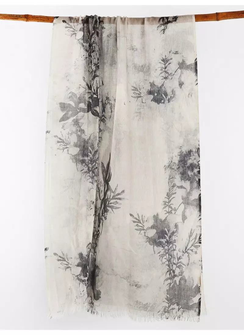 Printed silk cashmere scarf