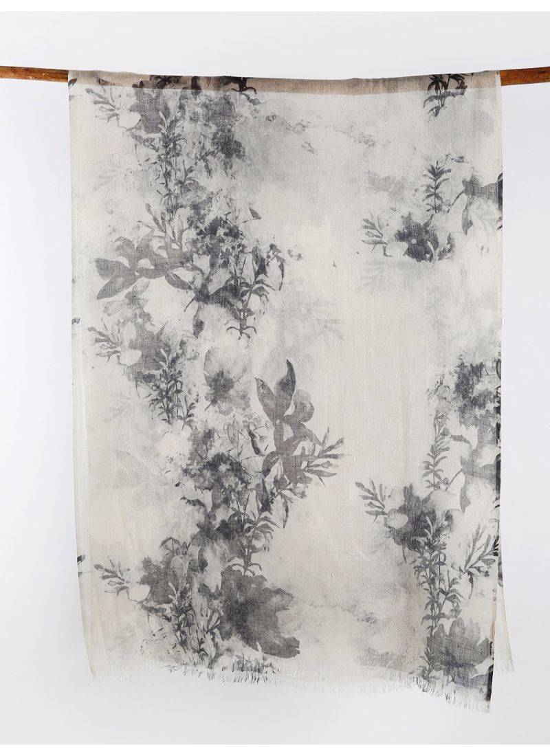 Printed silk cashmere scarf