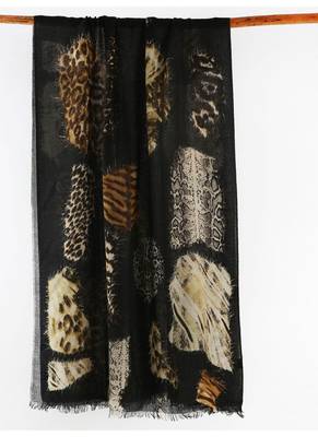 Animal printed silk cashmere scarf 1