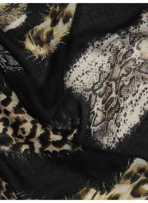 Animal printed silk cashmere scarf 2