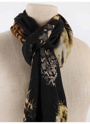 Animal printed silk cashmere scarf 3