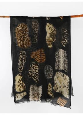 Animal printed silk cashmere scarf 4