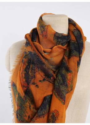 Abstract printed silk cashmere scarf 2