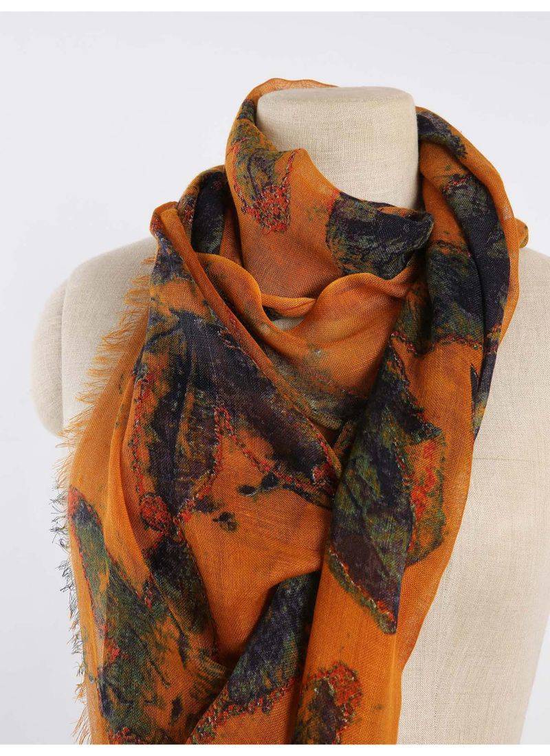 Abstract printed silk cashmere scarf