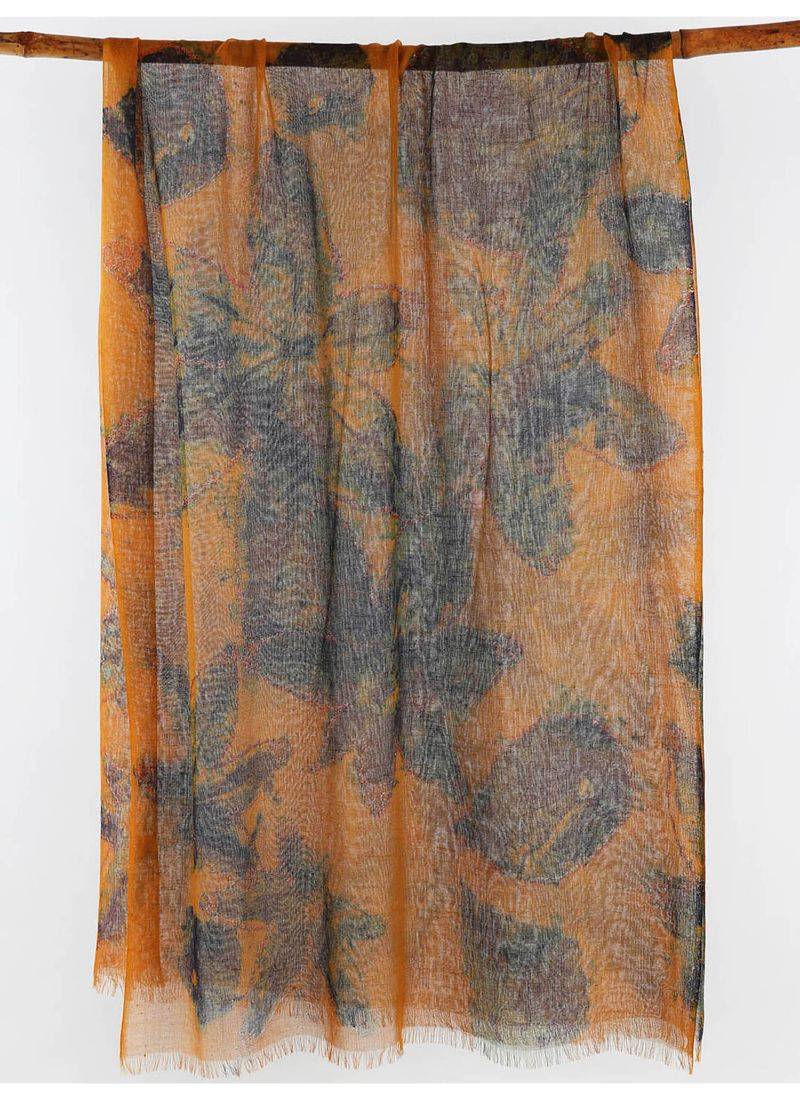 Abstract printed silk cashmere scarf