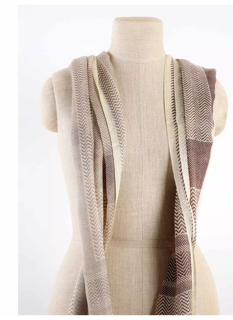 Neutral printed silk cashmere scarf