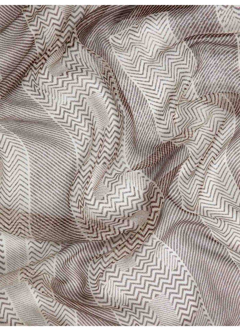Neutral printed silk cashmere scarf