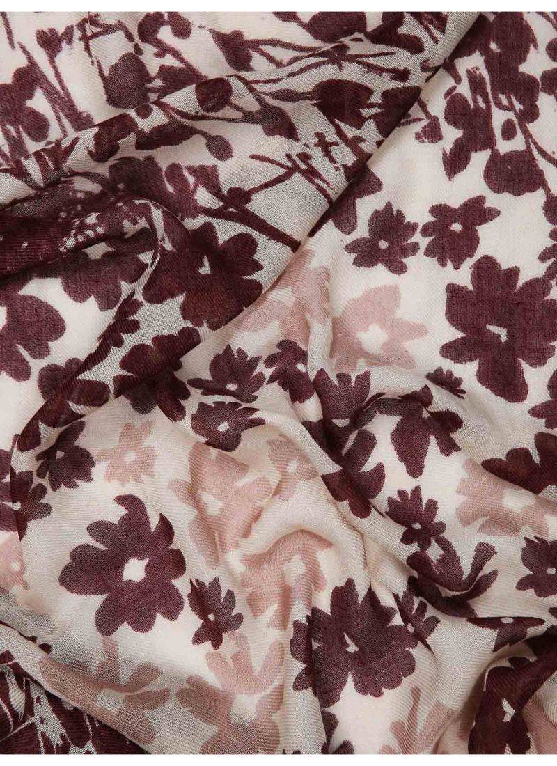 neutral printed silk cashmere scarf