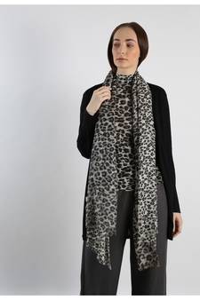 Animal print pure cashmere scarf