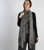 Animal print pure cashmere scarf