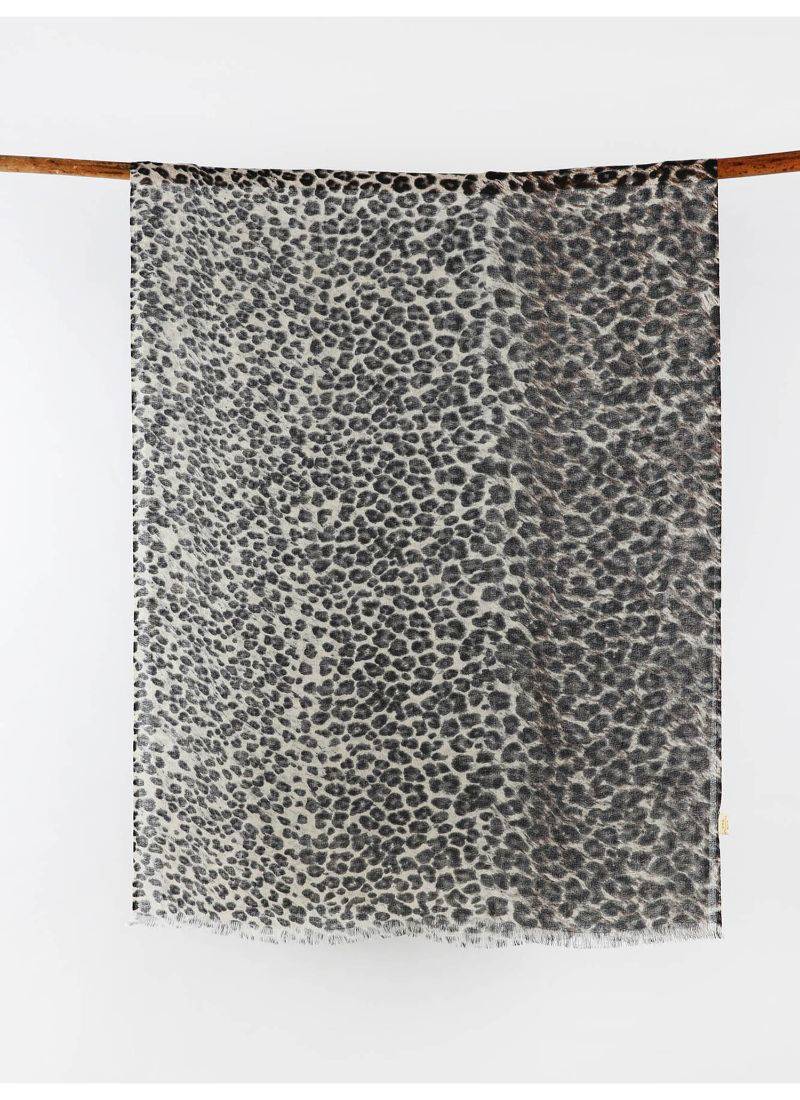 Animal print pure cashmere scarf