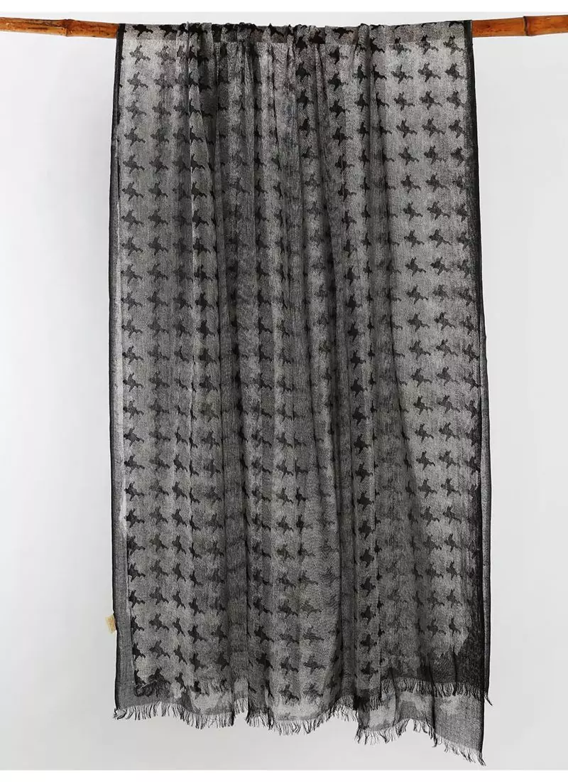 Houndstooth printed cashmere blend scarf