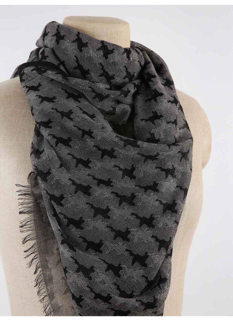 Houndstooth printed cashmere blend scarf