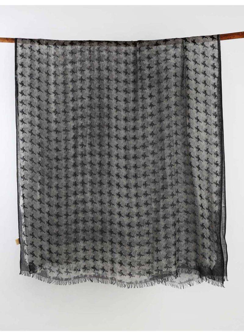 Houndstooth printed cashmere blend scarf