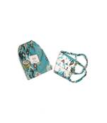 PS Kids by Payal Singhal White and Blue Ikat Love Print Pleated 3 Ply Mask with Pouch for Kids