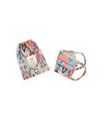 PS Kids by Payal Singhal Blue and Stone Ikat Garden Print Pleated 3 Ply Mask with Pouch for Kids