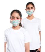 PS Pret by Payal Singhal Masks Twin Set - Aqua and Coral Chidiya Print Pleated 3 Ply Masks with Pouches