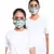 PS Masks Twin Set - White and Blue Ikat Love Print Pleated 3 Ply Masks with Pouches