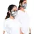 PS Masks Twin Set - White and Blue Ikat Love Print Pleated 3 Ply Masks with Pouches