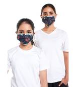 PS Pret by Payal Singhal Masks Twin Set - Navy Spring and Tulip Garden Print Pleated 3 Ply Masks with Pouches