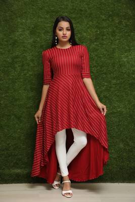 Women Red Long Kurti For Girls  1